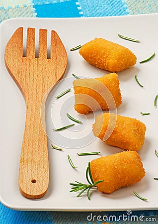Potatoes croquettes and rosemary spice dish Stock Photo