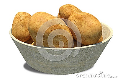 Potatoes inside a stone bowl Stock Photo