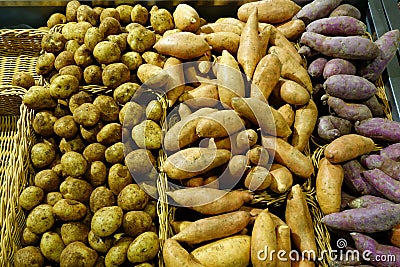 Potatoes and Sweet Potatoes Stock Photo