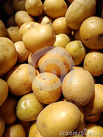Potatoes, White Creamer Potato, Local Farmers Market Stock Photo