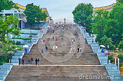 Potemkin Stairs and the monument to Duc de Richelieu, Odessa, Ukraine Editorial Stock Photo