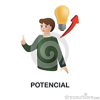 Potencial icon. 3d illustration from personal productivity collection. Creative Potencial 3d icon for web design Vector Illustration