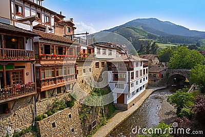 Potes river Quiviesa Deva a Cantabria village Spain Stock Photo