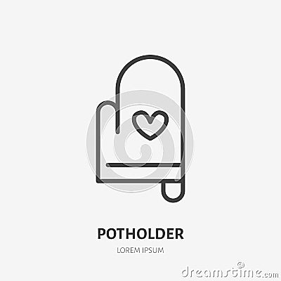 Potholder flat line icon. Oven-glove vector illustration. Thin sign for cooking equipment, home decoration Vector Illustration