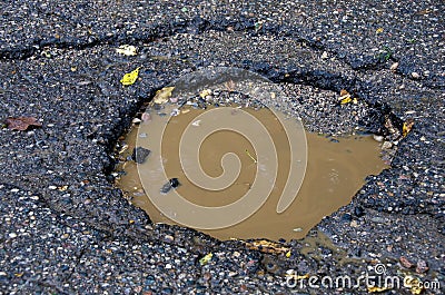 pothole in road Stock Photo