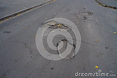 Potholes in asphalt Stock Photo