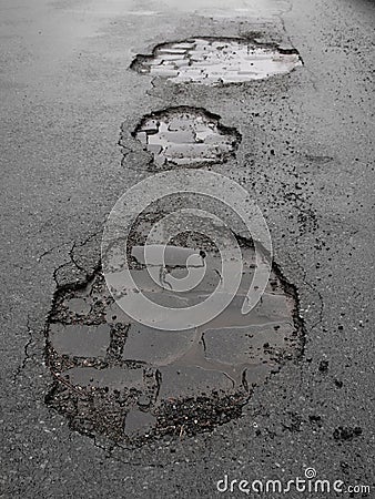 Potholes / road damage Stock Photo