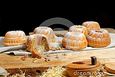 Potica/Potizza, Roll with walnuts Stock Photo