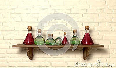 Potion Bottles On A Shelf Stock Photo