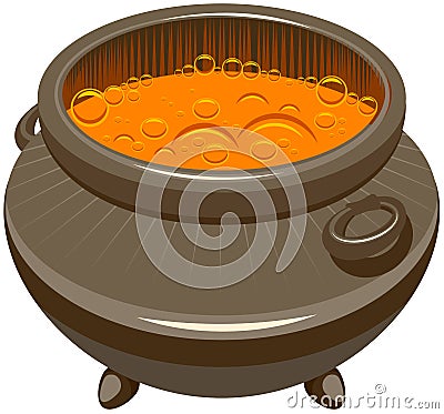 Potion brewed and boiling in the cauldron Vector Illustration