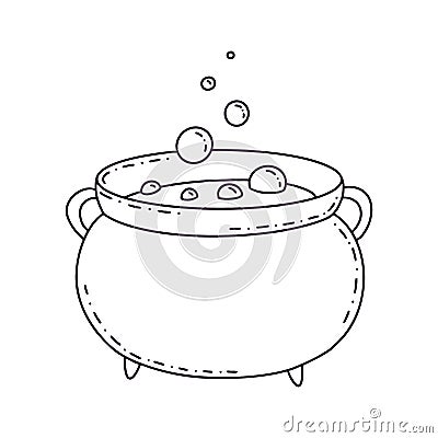 Potion cauldron. Mystical vector illustration for Halloween Cartoon Illustration