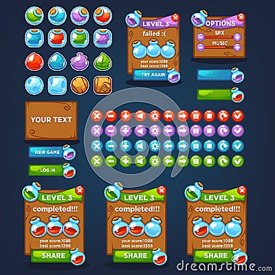 Potion maker, bubble shooter, match 3 Vector Illustration