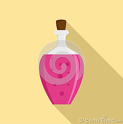 Potion pink bottle icon, flat style Cartoon Illustration