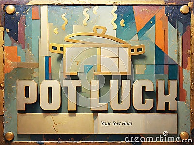 Potluck Invitation Abstract with Brass Accents Stock Photo