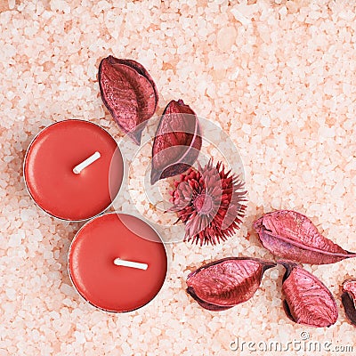 Potpourri and candles Stock Photo