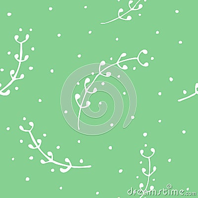 Floral Monochrome Seamless Pattern Background Wallpaper with simple beautiful dot and foot-stalk Vector Illustration