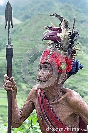 Potrait of very old Filipino Ifugao Warrior Editorial Stock Photo