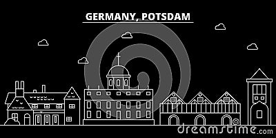 Potsdam silhouette skyline. Germany - Potsdam vector city, german linear architecture, buildings. Potsdam line travel Vector Illustration