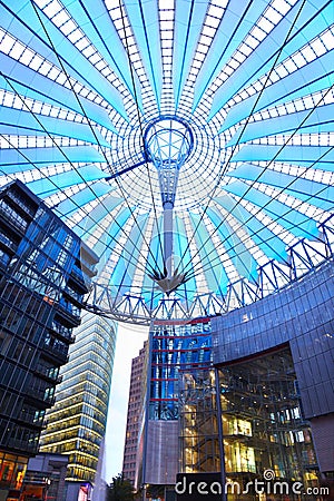 Potsdamer platz, roof dome in Sony center, Berlin Editorial Stock Photo