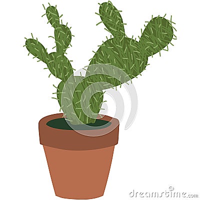 Potted cactus vector prickly flat flower icon Vector Illustration