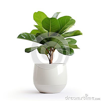 potted plant in a ceramic pot, thoughtfully isolated against a clean white background. Stock Photo