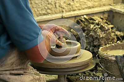 Potter making a earthenware Stock Photo