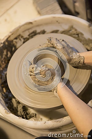 Potter working clay Stock Photo