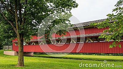 35-80-01 - Pottersburg Covered Bridge in Union County, Ohio Stock Photo