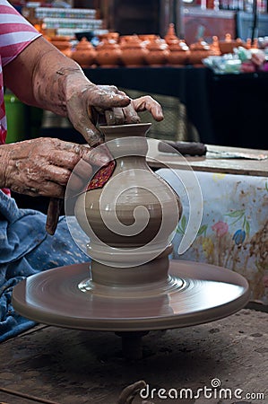 Pottery handicraft in thailand Stock Photo