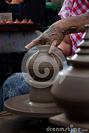 Pottery handicraft in thailand Stock Photo