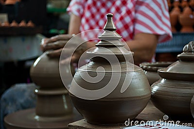 Pottery handicraft in thailand Stock Photo