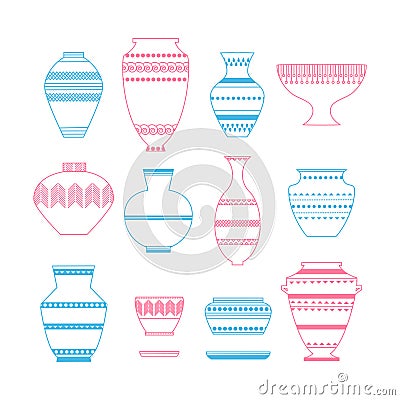 Pottery icon set Vector Illustration