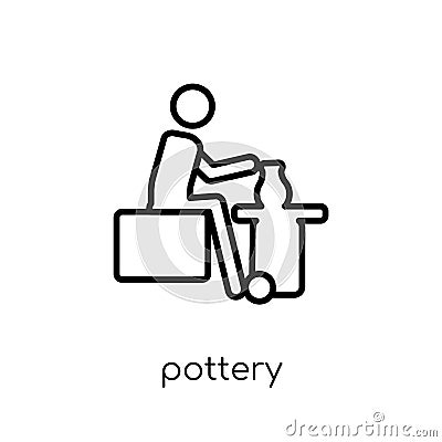 Pottery icon. Trendy modern flat linear vector Pottery icon on w Vector Illustration