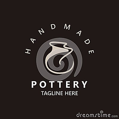 Pottery logo design handmade, creative traditional mug craft concept inspiration nature workshop template Vector Illustration