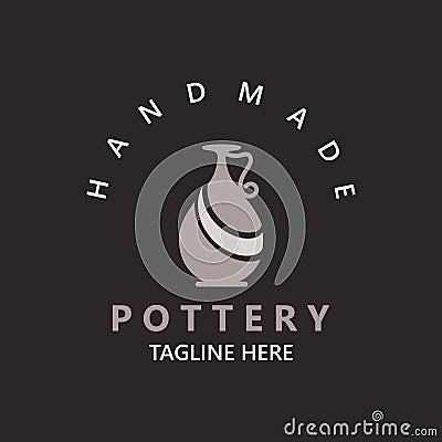 Pottery logo design handmade, creative traditional mug craft concept inspiration nature workshop template Vector Illustration