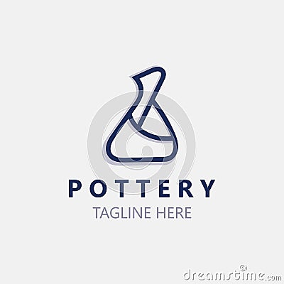 Pottery logo design handmade, creative traditional mug craft sign concept inspiration nature workshop Vector Illustration