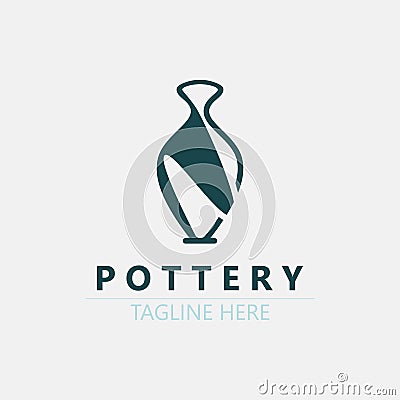 Pottery logo design handmade, creative traditional mug craft sign concept inspiration nature workshop Vector Illustration