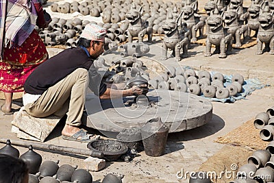 Pottery Making, Bhaktapur, Nepal Editorial Stock Photo