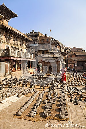 Pottery Making, Bhaktapur, Nepal Editorial Stock Photo