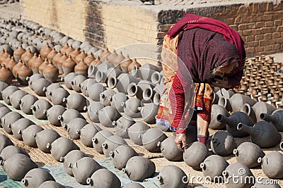 Pottery Making, Bhaktapur, Nepal Editorial Stock Photo