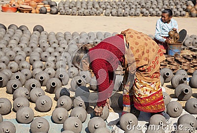 Pottery Making, Bhaktapur, Nepal Editorial Stock Photo