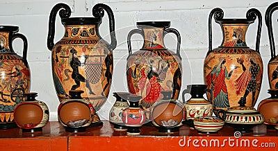 Pottery by making copies of ancient Greek vases Stock Photo