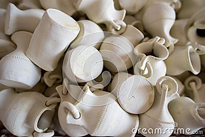 Pottery manufacturing , traditional handcraft workers in Romanian village of Horezu , Unesco heritage Editorial Stock Photo