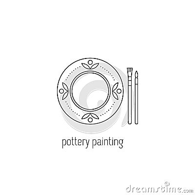 Pottery painting line icon Vector Illustration