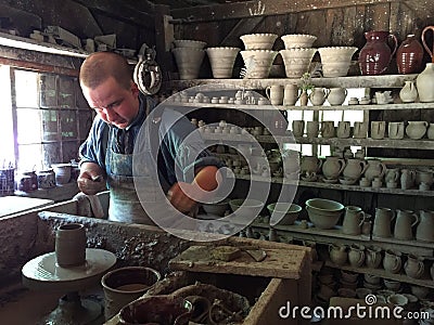 Pottery shop recreated at Old Sturbridge Village in Massachusetts Editorial Stock Photo