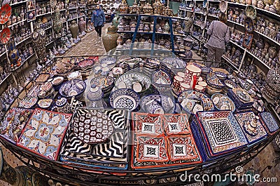 Pottery Store Selection in Fes, Morocco Editorial Stock Photo