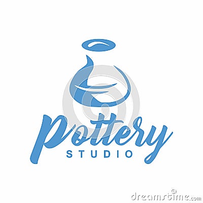 Pottery Studio Logo Design Vector Illustration Drawing Vector Illustration