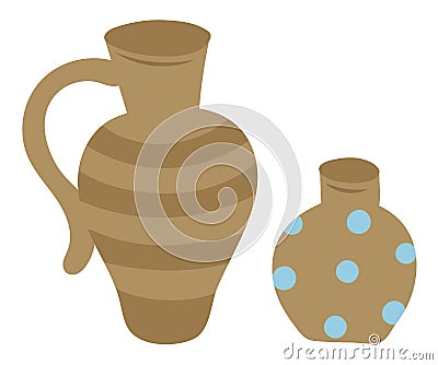 Pottery Symbols, Isolated Vector Clay Jar and Vase Vector Illustration