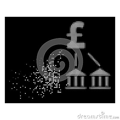 White Dissolved Pixelated Halftone Pound Bank Association Icon Vector Illustration