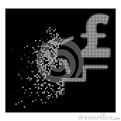 White Dissipated Dotted Halftone Pound Business Stairs Icon Vector Illustration